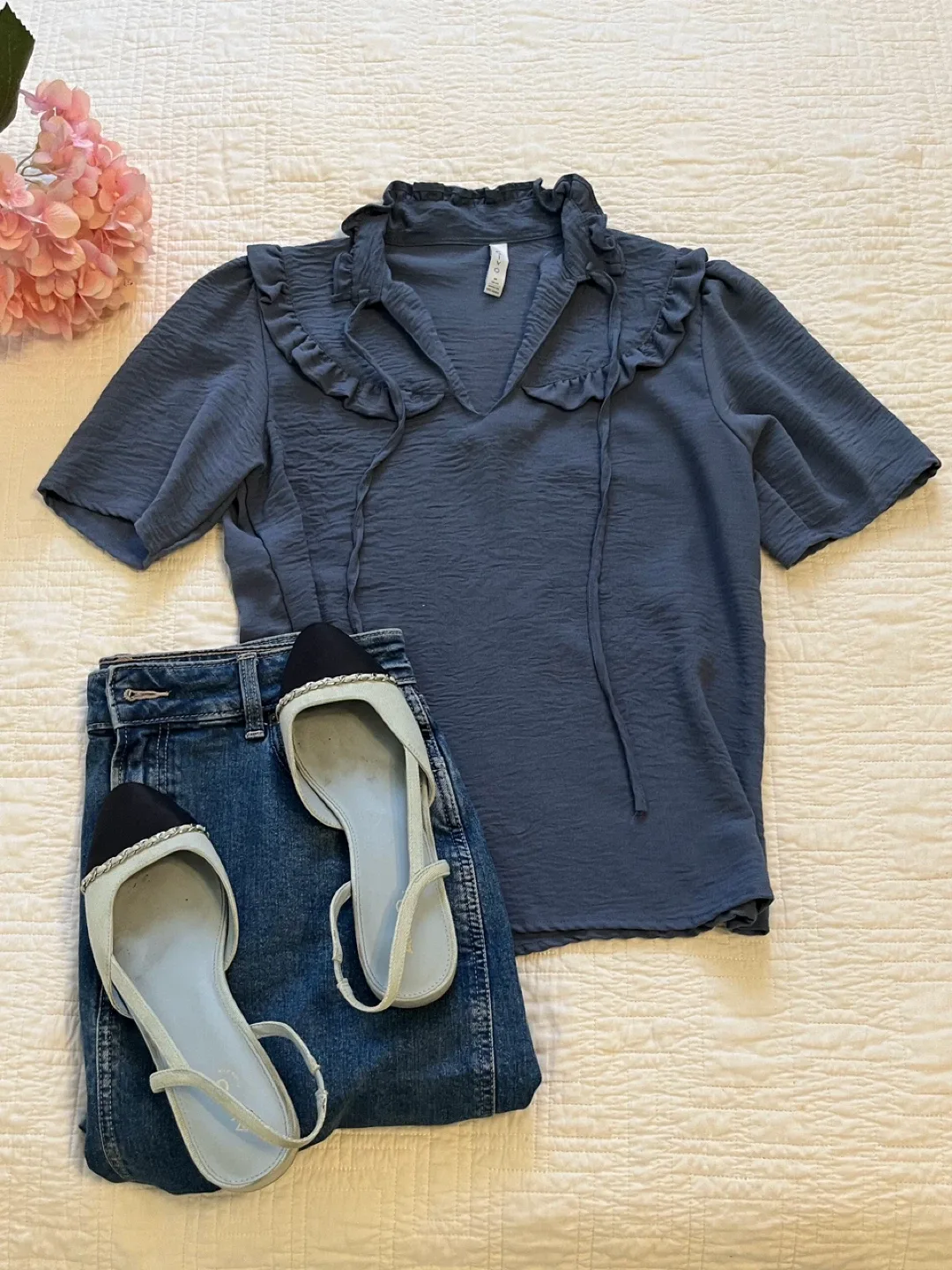 Blue Ruffle Top - Size M thumbnail