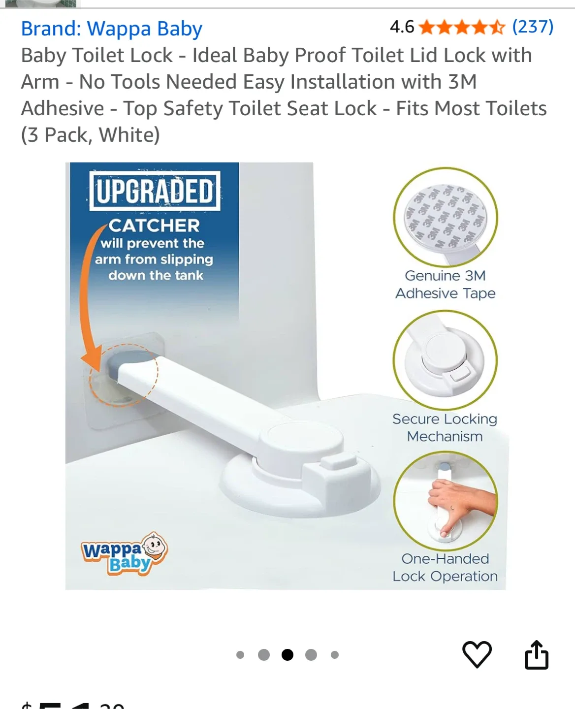 2 New Wappa Baby Toilet Lock (child proofing)(2-Pack) image indicator(2)