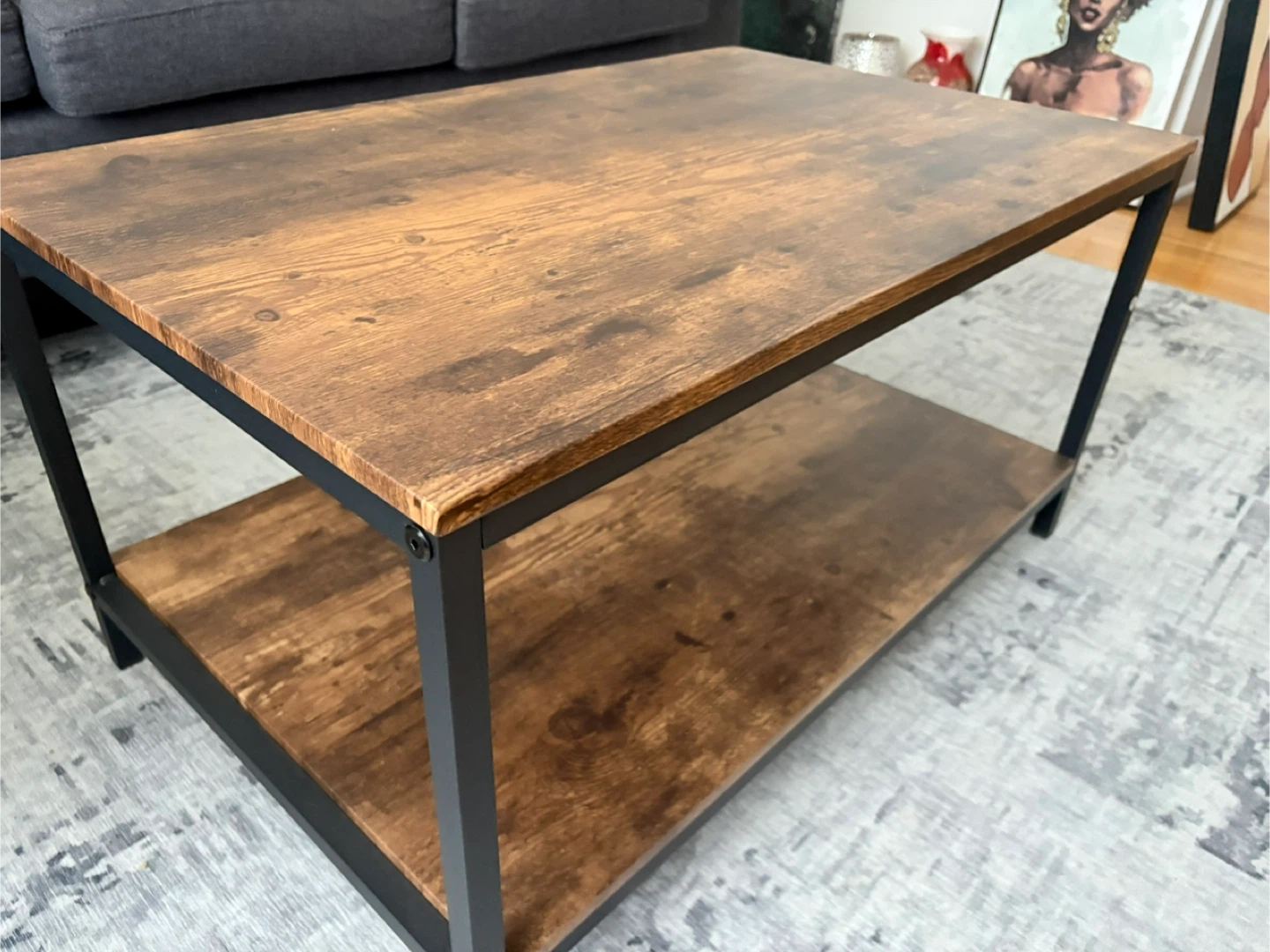 Brown Coffee Table with Shelf
