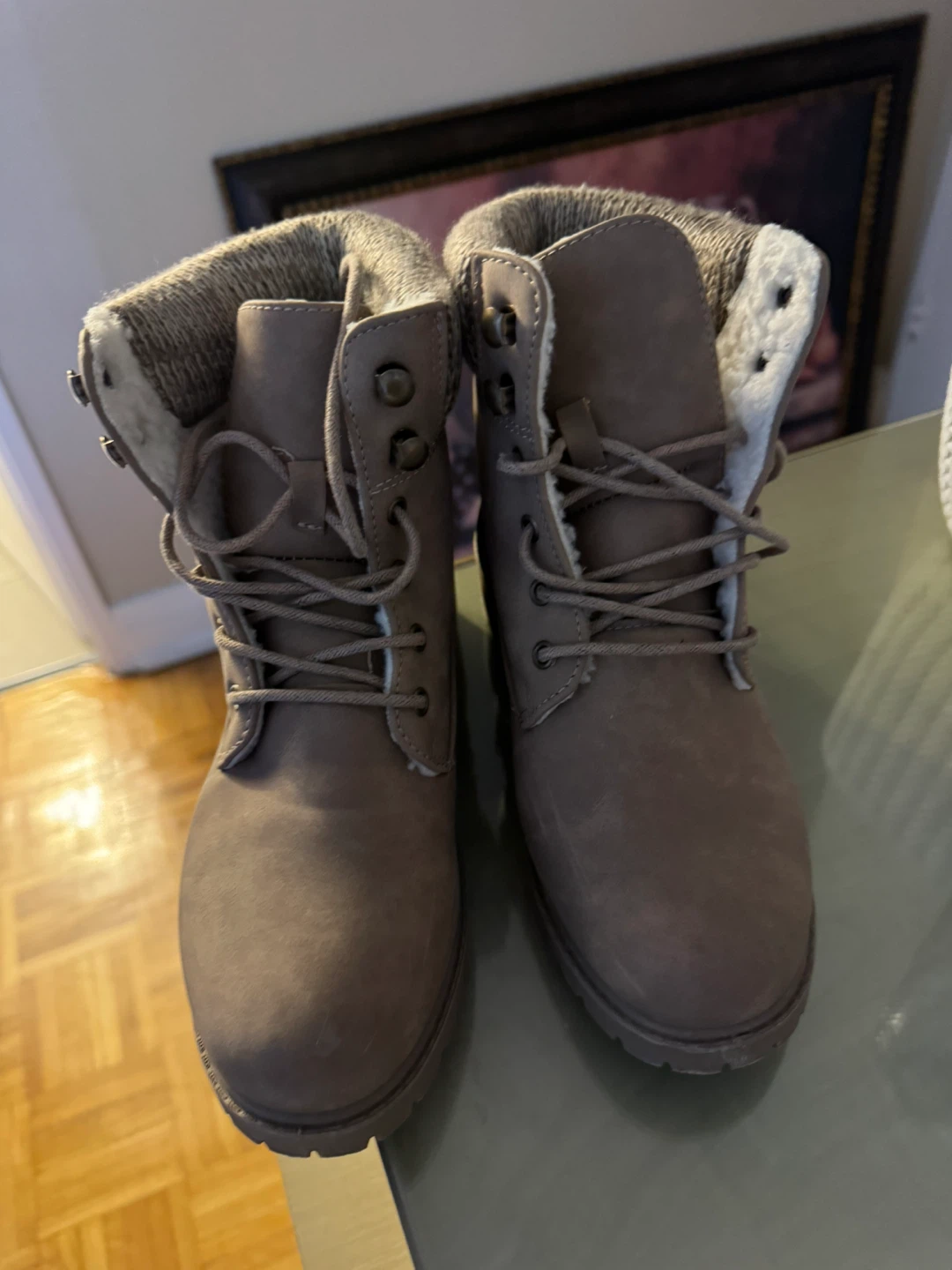 Brown Lace-Up Ankle Boots