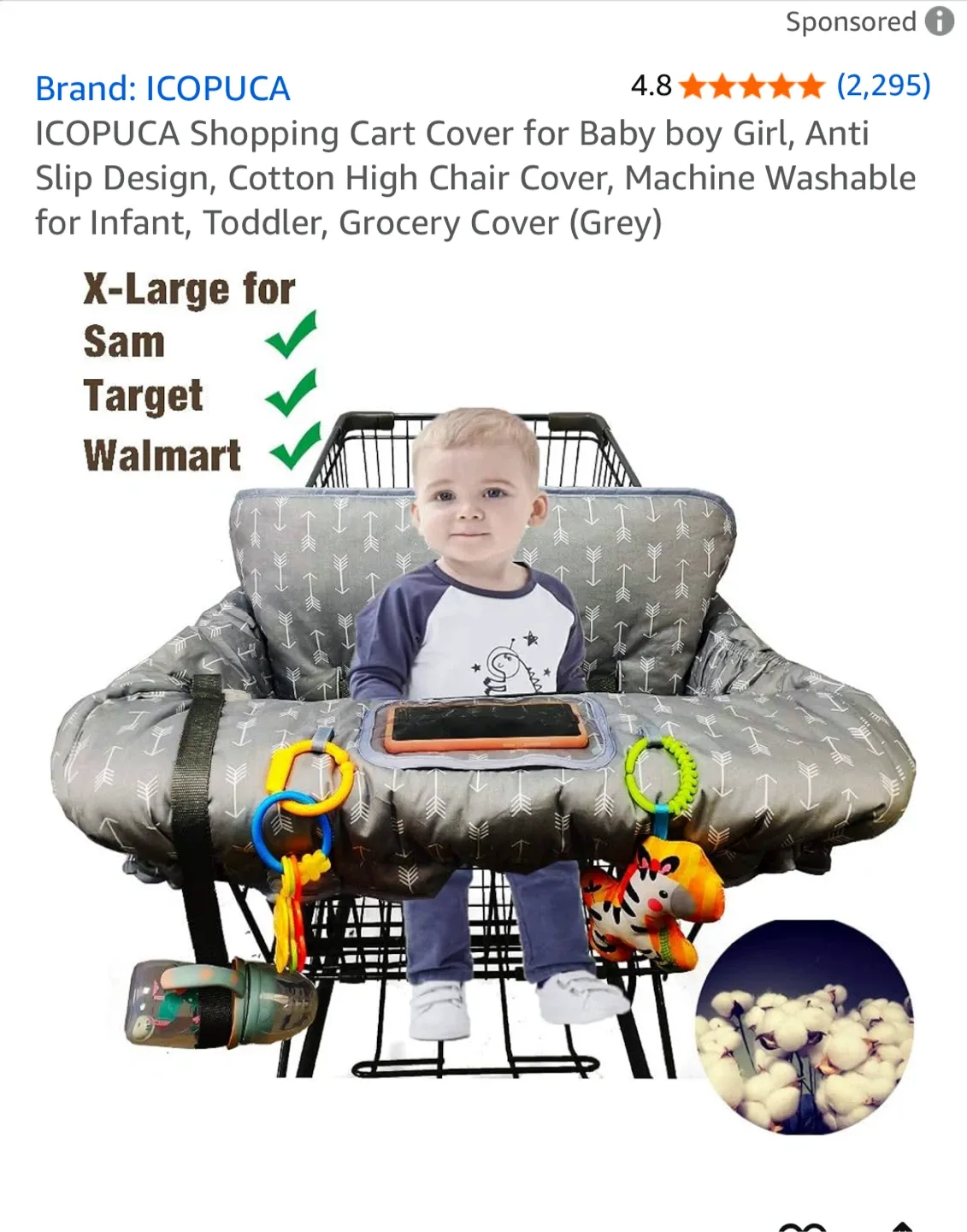 ICOPUCA new Shopping Cart Cover - Grey Arrow Print thumbnail