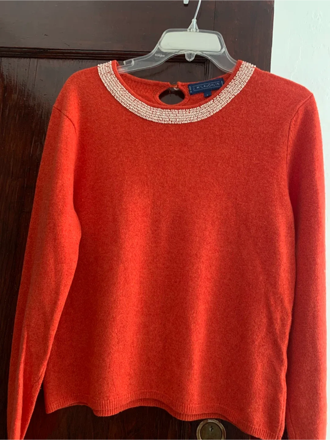J. McLaughlin Orange Cashmere Blend Sweater - L thumbnail