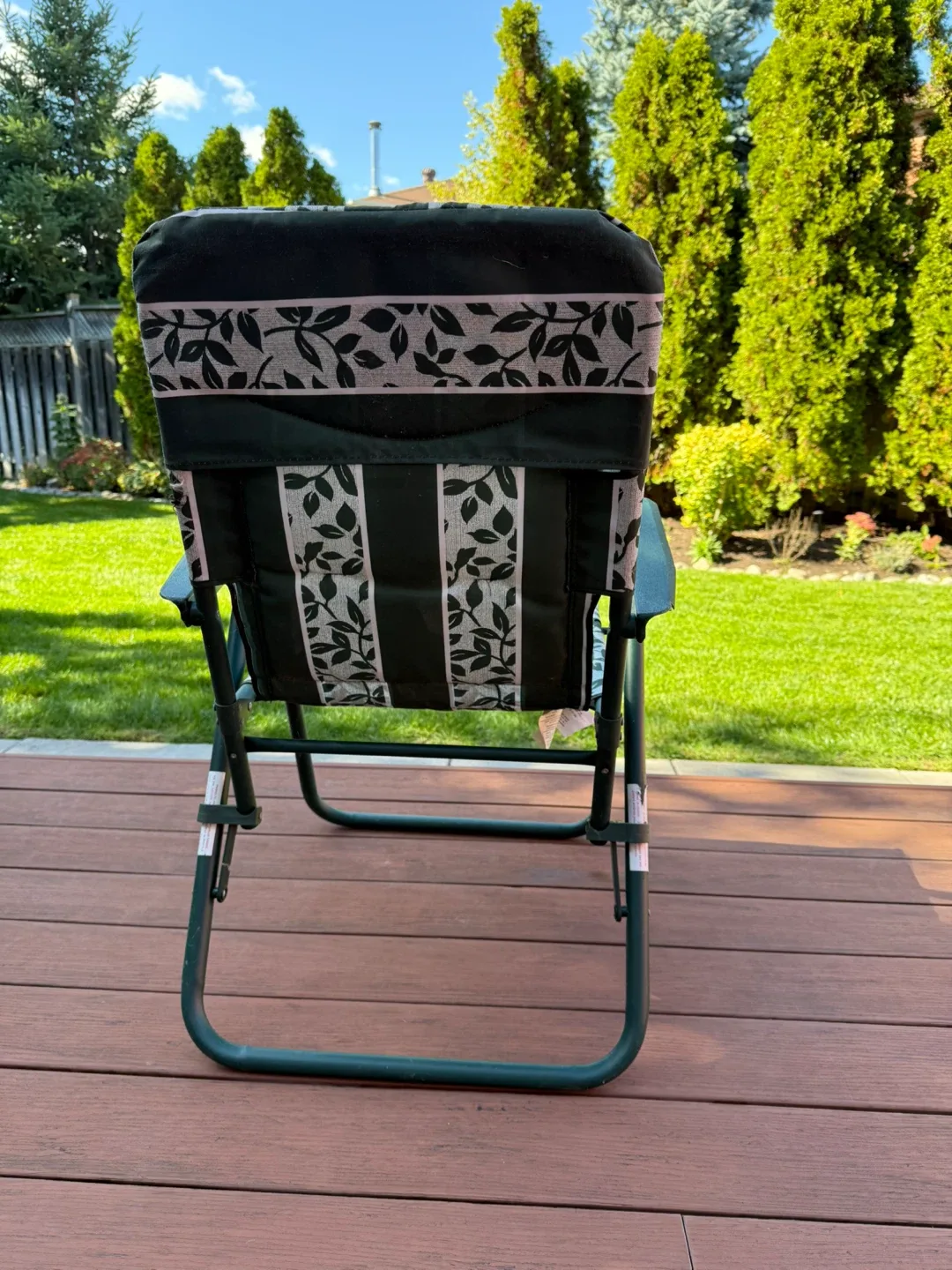 🧡Folding Camping Chair - Green & White Leaf Pattern image indicator(3)