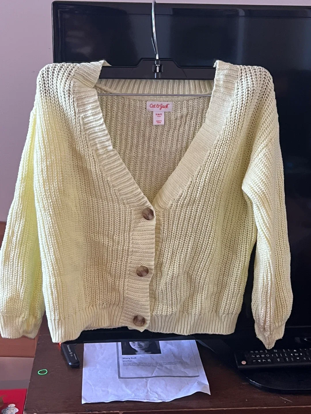 Cat & Jack Yellow Knit Cardigan - Size S (6/6X) image indicator(3)