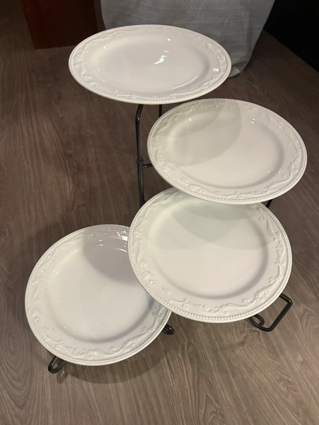 4 Tier Plate Stand with White Plates - photo 2