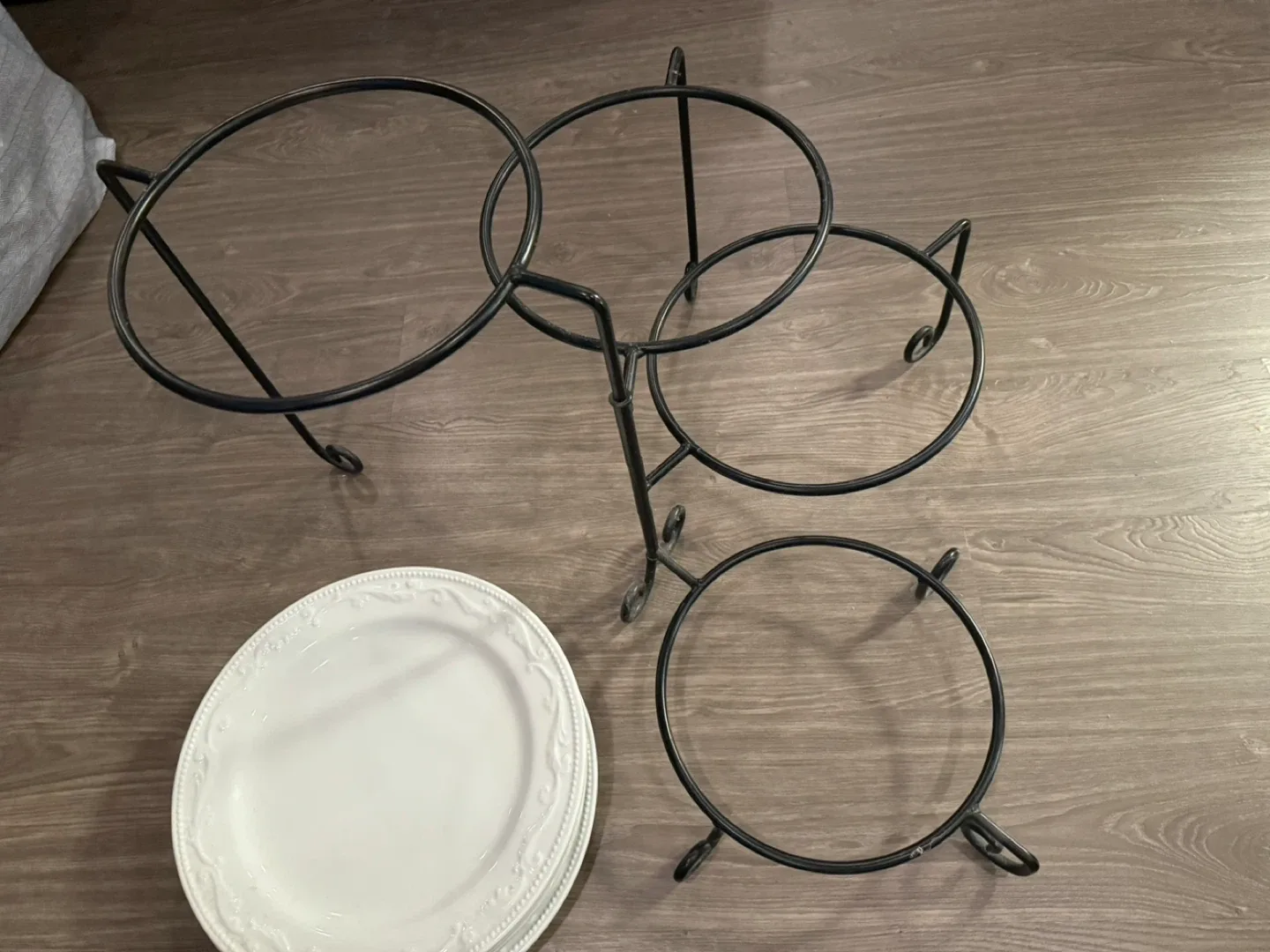 4 Tier Plate Stand with White Plates