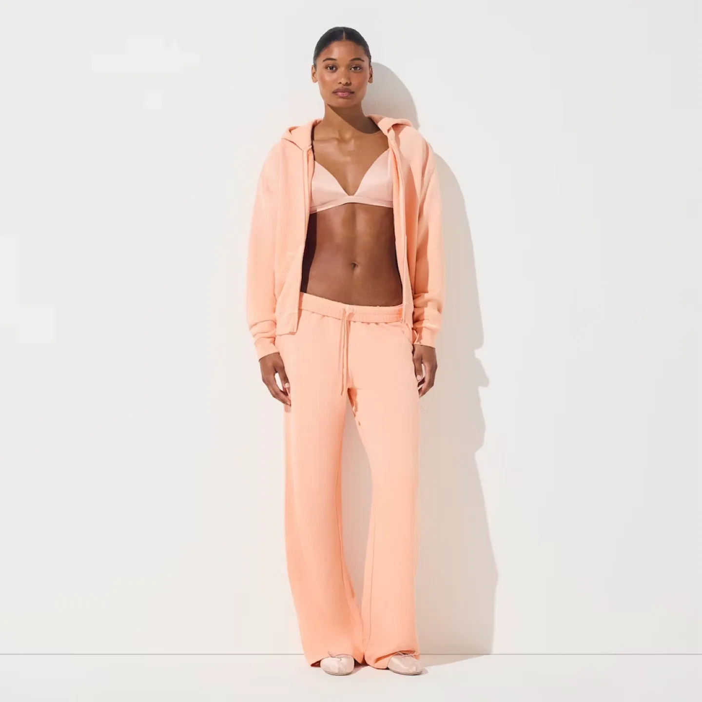 Skims french terry hoodie in cantaloupe NWT image indicator(4)