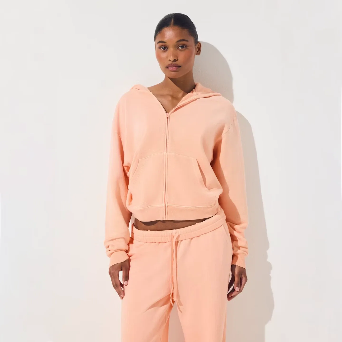 Skims french terry hoodie in cantaloupe NWT image indicator(3)