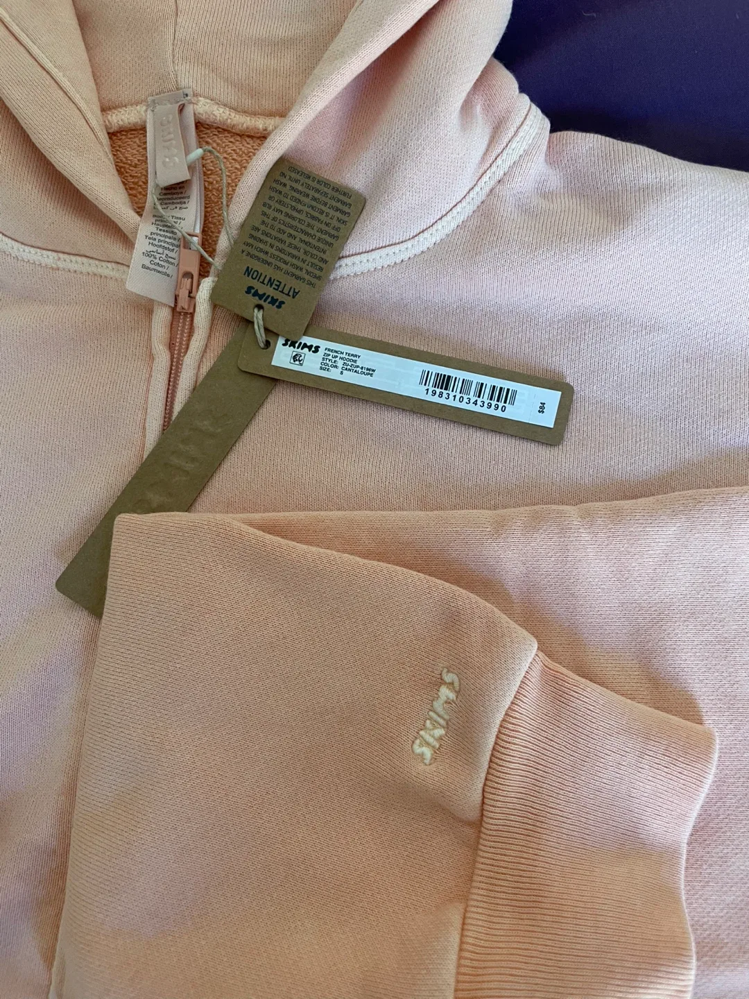 Skims french terry hoodie in cantaloupe NWT image indicator(6)