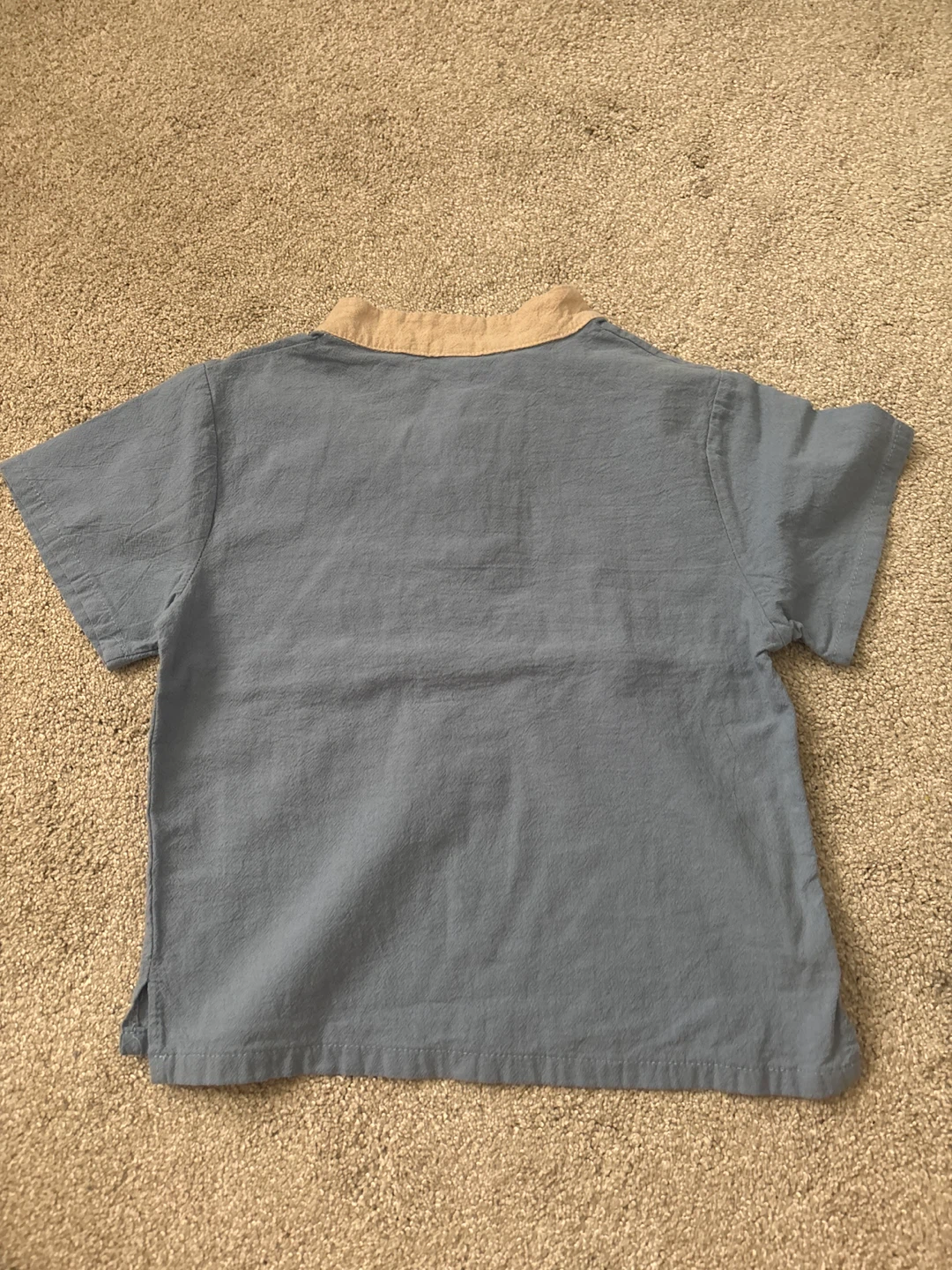 Kids' Blue Shirt & Beige Linen Shorts Set - photo 3
