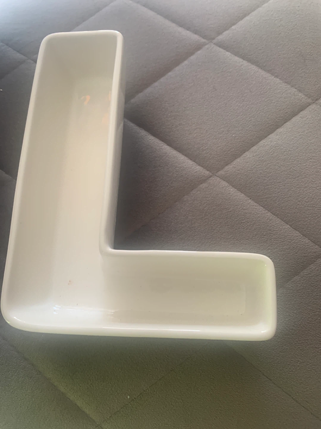 White Ceramic L-Shaped Tray