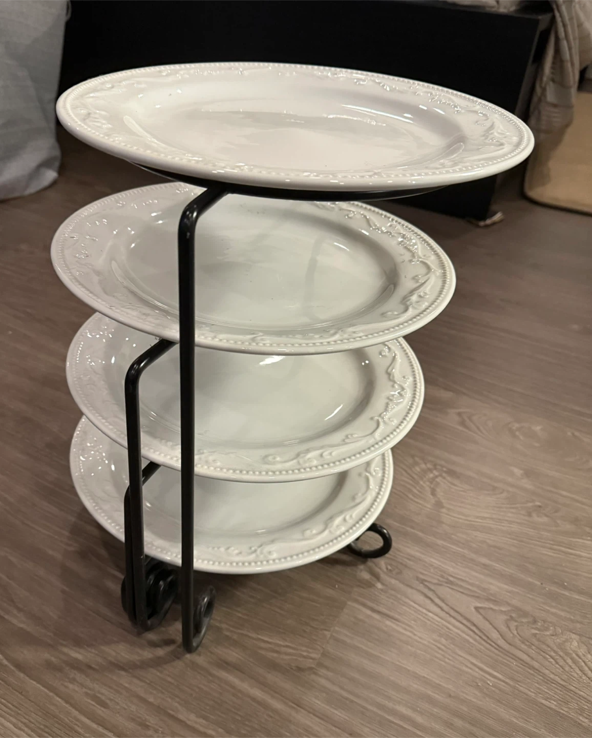 4 Tier Plate Stand with White Plates - photo 5
