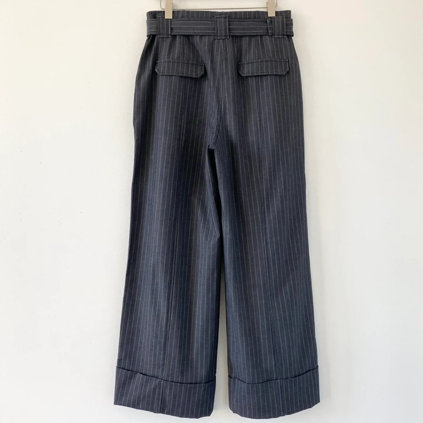 New Ganni Belted Wide Leg Trousers with Cuffs image indicator(2)