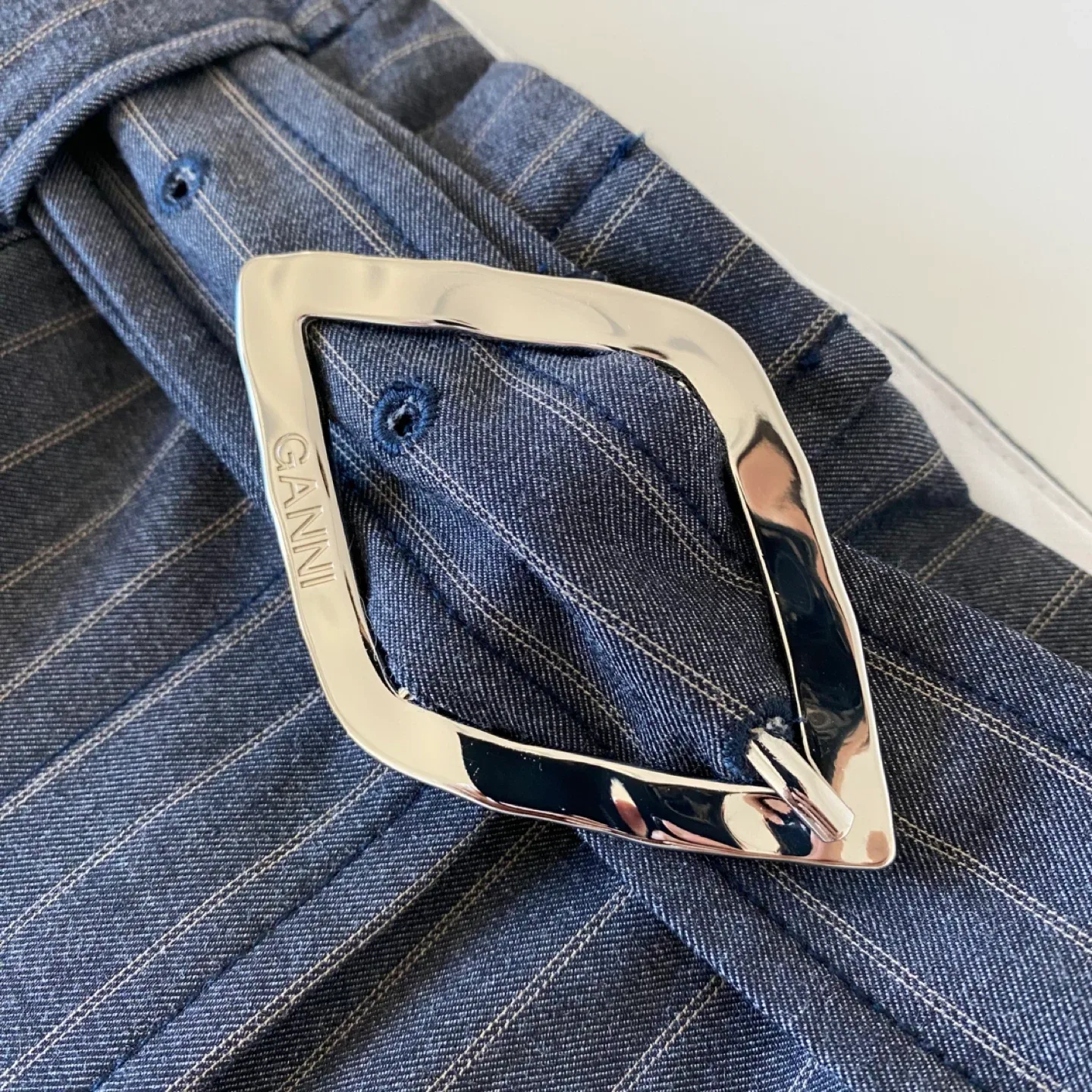 New Ganni Belted Wide Leg Trousers with Cuffs image indicator(5)