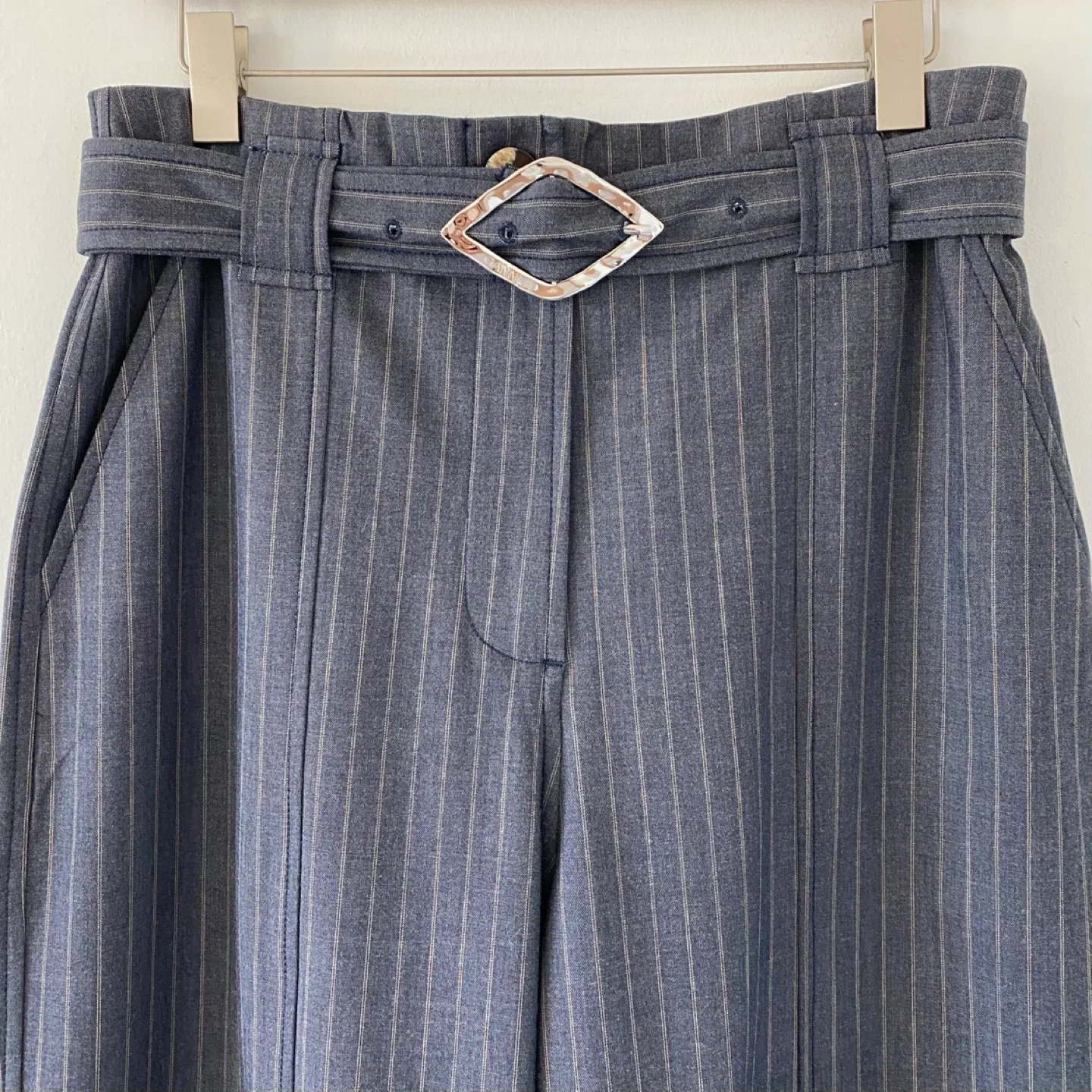 New Ganni Belted Wide Leg Trousers with Cuffs image indicator(3)