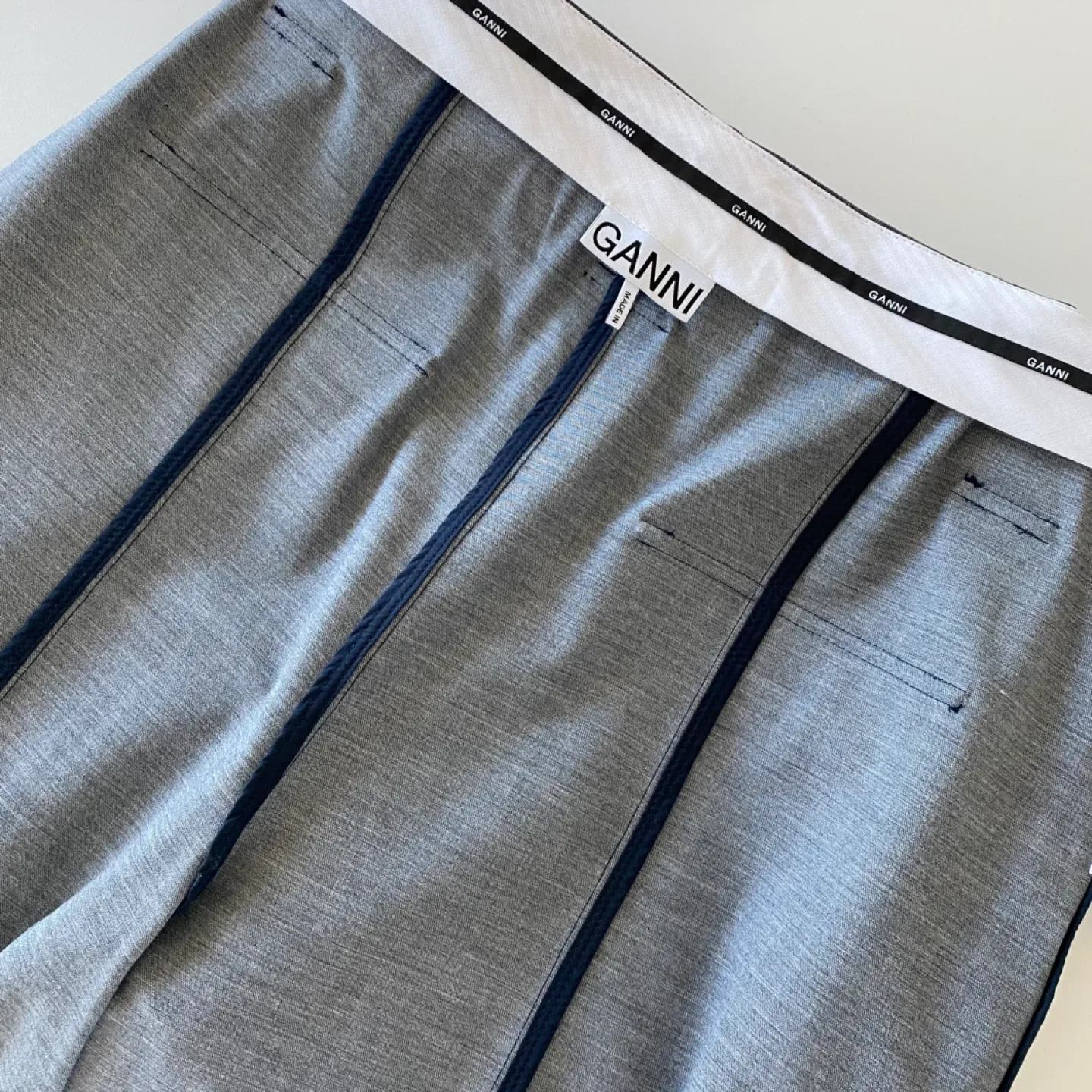 New Ganni Belted Wide Leg Trousers with Cuffs image indicator(8)