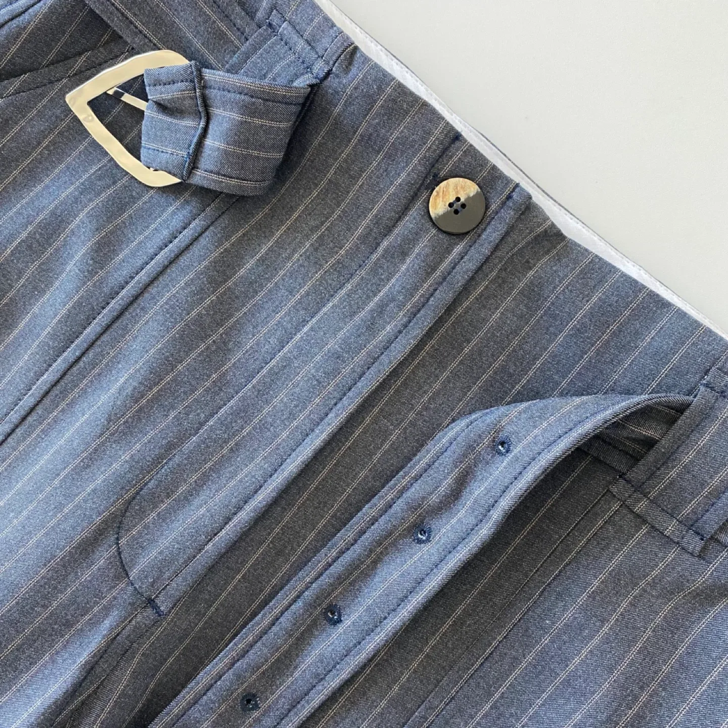 New Ganni Belted Wide Leg Trousers with Cuffs image indicator(7)