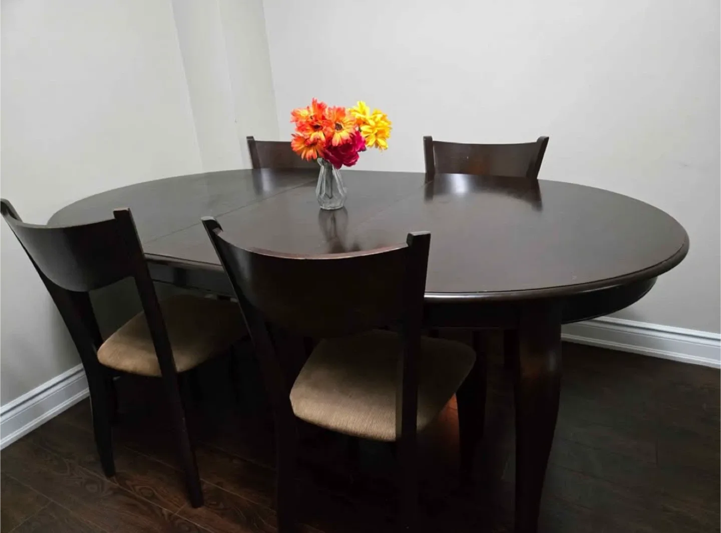 Dark Brown Oval Dining Table with 4 Chairs image indicator(3)