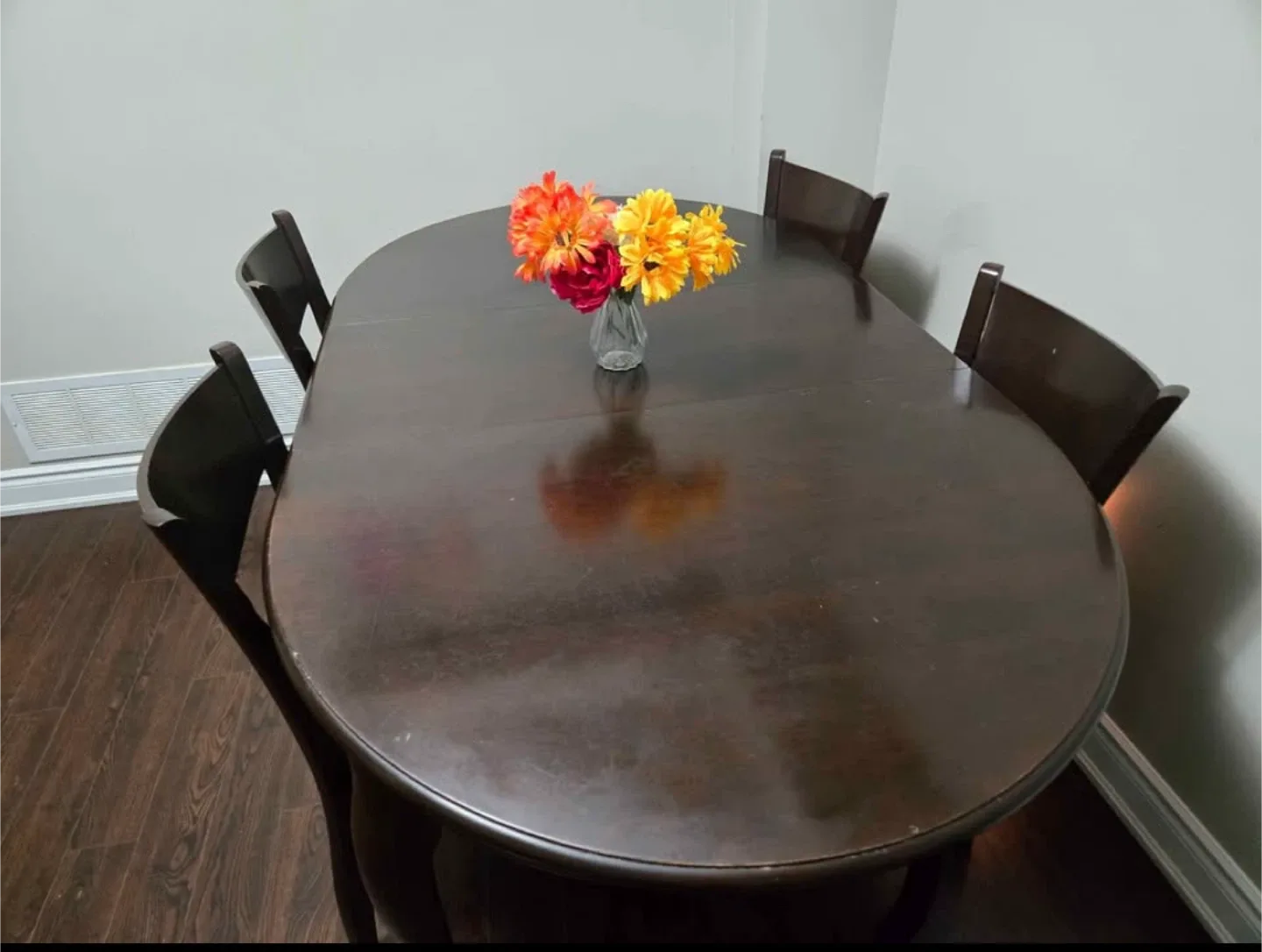 Dark Brown Oval Dining Table with 4 Chairs image indicator(2)