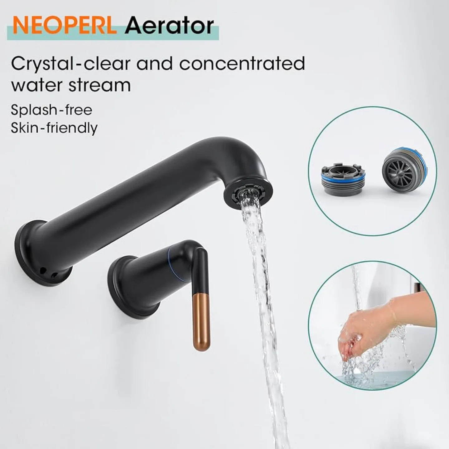 Wall Mount Tub Faucet - Matte Black/Brass image indicator(6)