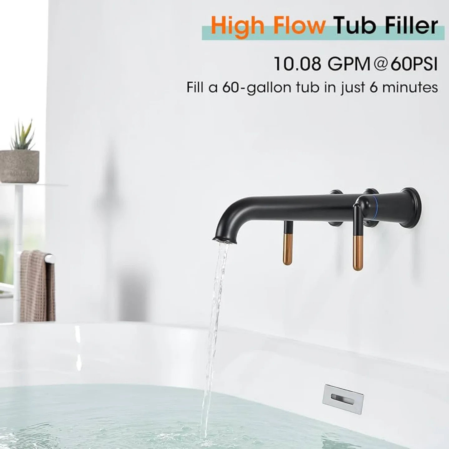 Wall Mount Tub Faucet - Matte Black/Brass image indicator(5)