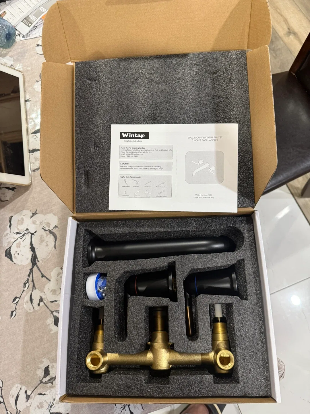 Wall Mount Tub Faucet - Matte Black/Brass image indicator(7)