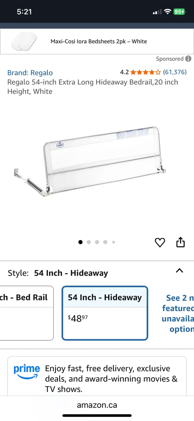 Regalo 54-Inch Extra Long Hideaway Bedrail image indicator(2)