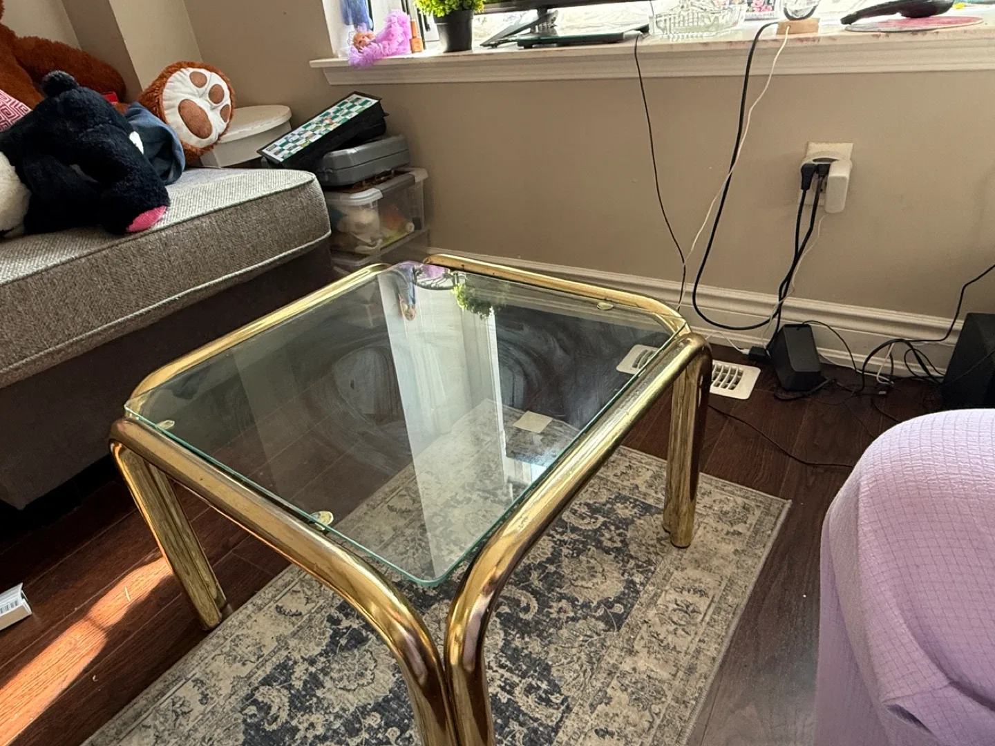 Glass Top Coffee Table with Gold Frame image indicator(3)