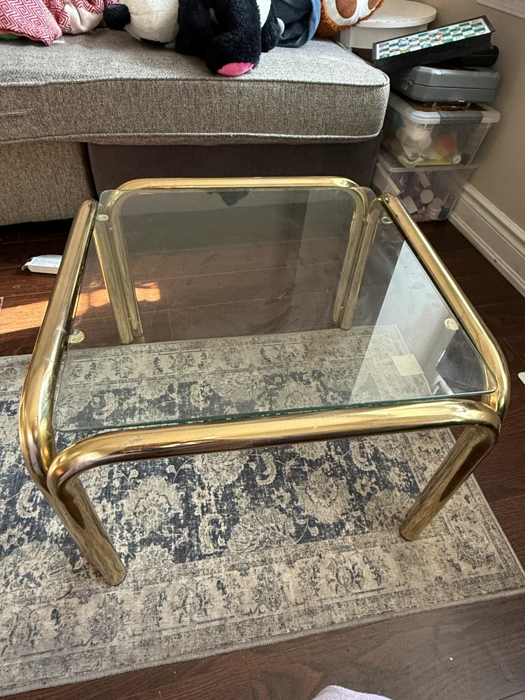 Glass Top Coffee Table with Gold Frame image indicator(2)