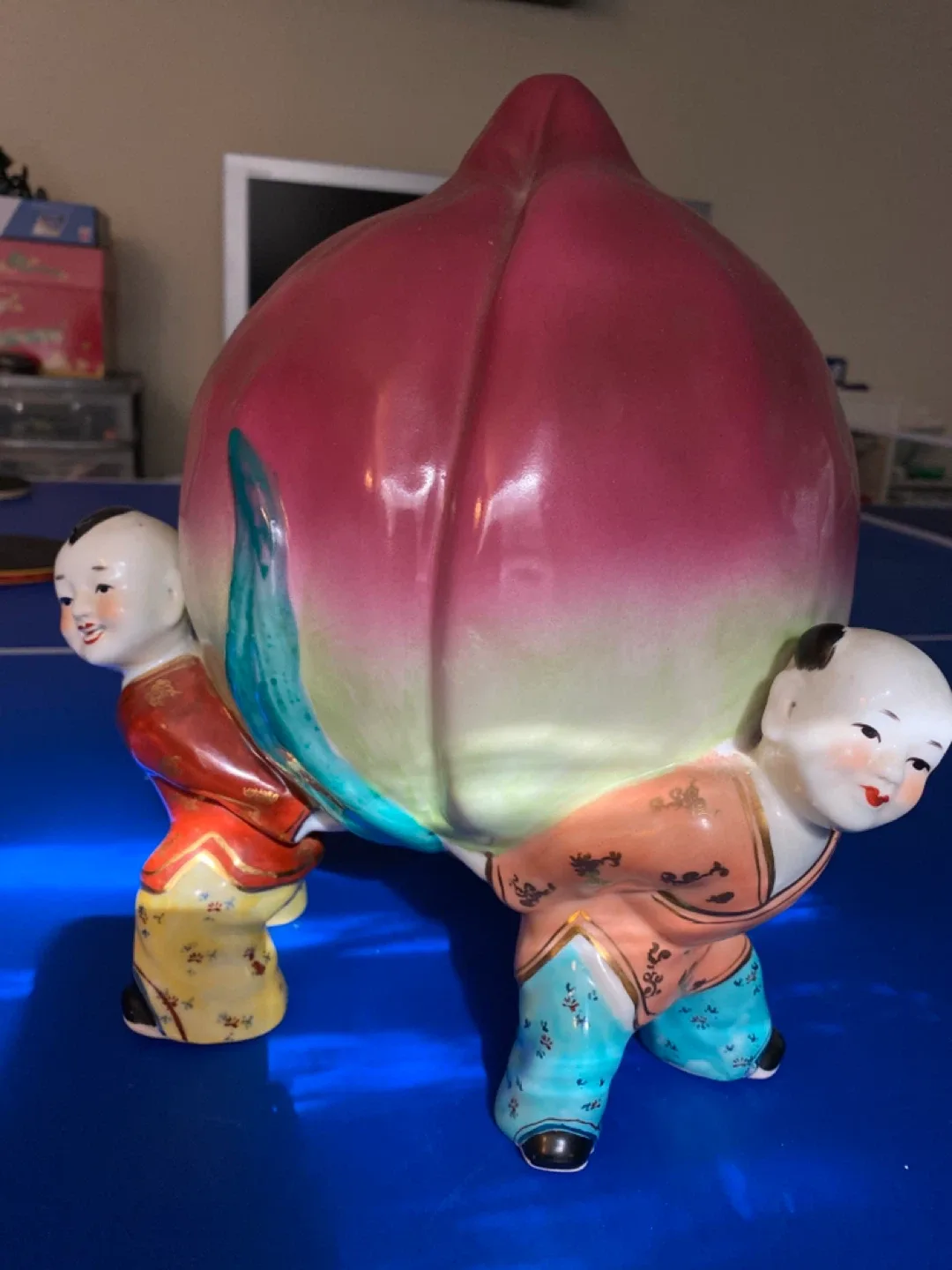 Vintage Chinese Peach Figurine with Boys image indicator(4)