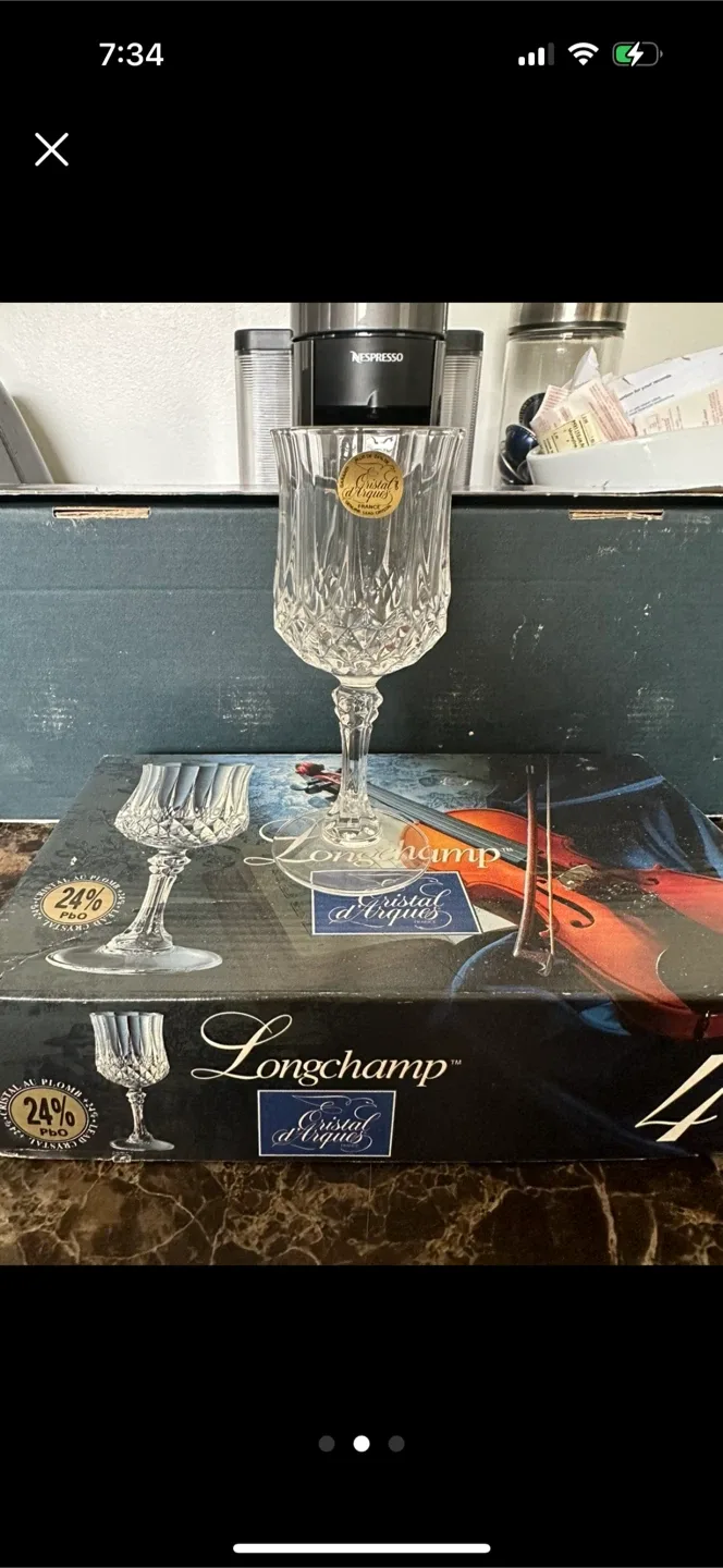 Longchamp Cristal d'Arques Wine & Whiskey Stemware Set of 4 image indicator(3)
