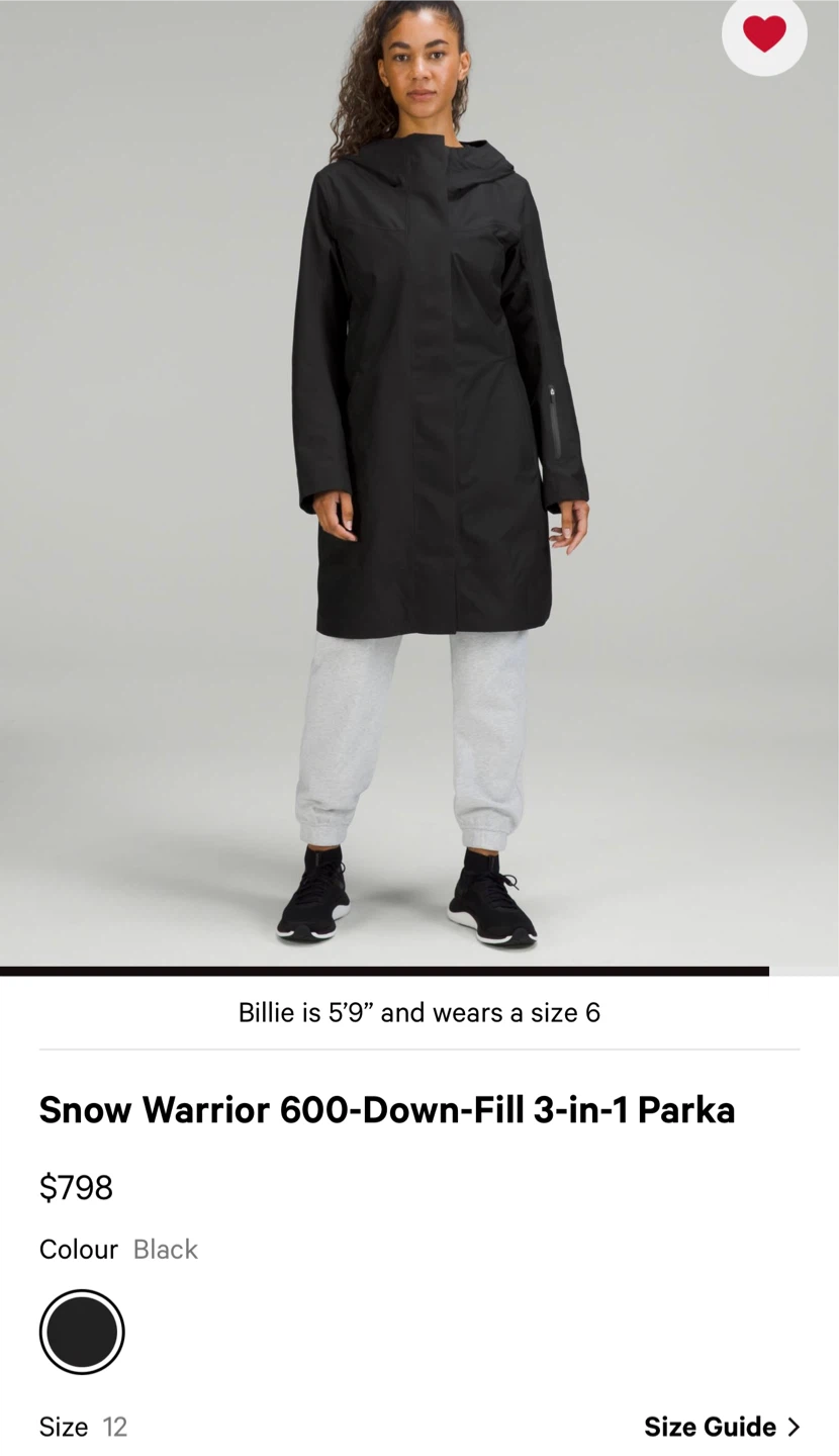 Lululemon Snow Warrior 600-Down-Fill 3-in-1 Parka - Size 12 - photo 4