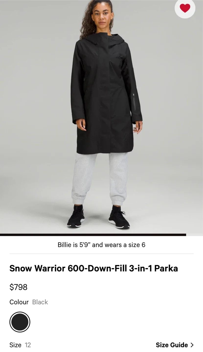 Lululemon Snow Warrior 600-Down-Fill 3-in-1 Parka - Size 12 image indicator(4)