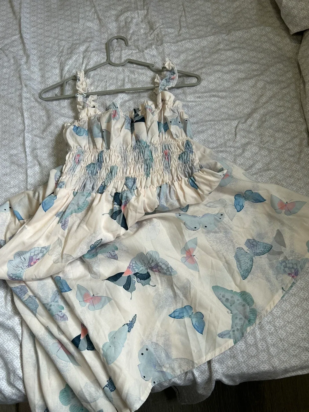 Butterfly Print Smocked Dress image indicator(2)