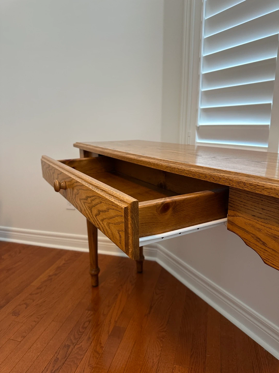 Oak Wood Console Table with Drawer - photo 5