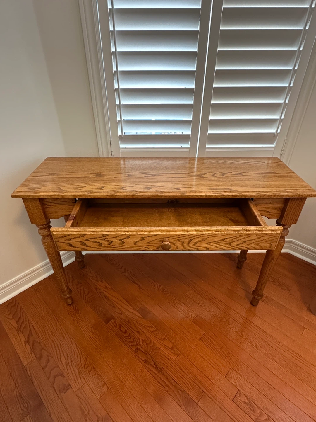 Oak Wood Console Table with Drawer - photo 3