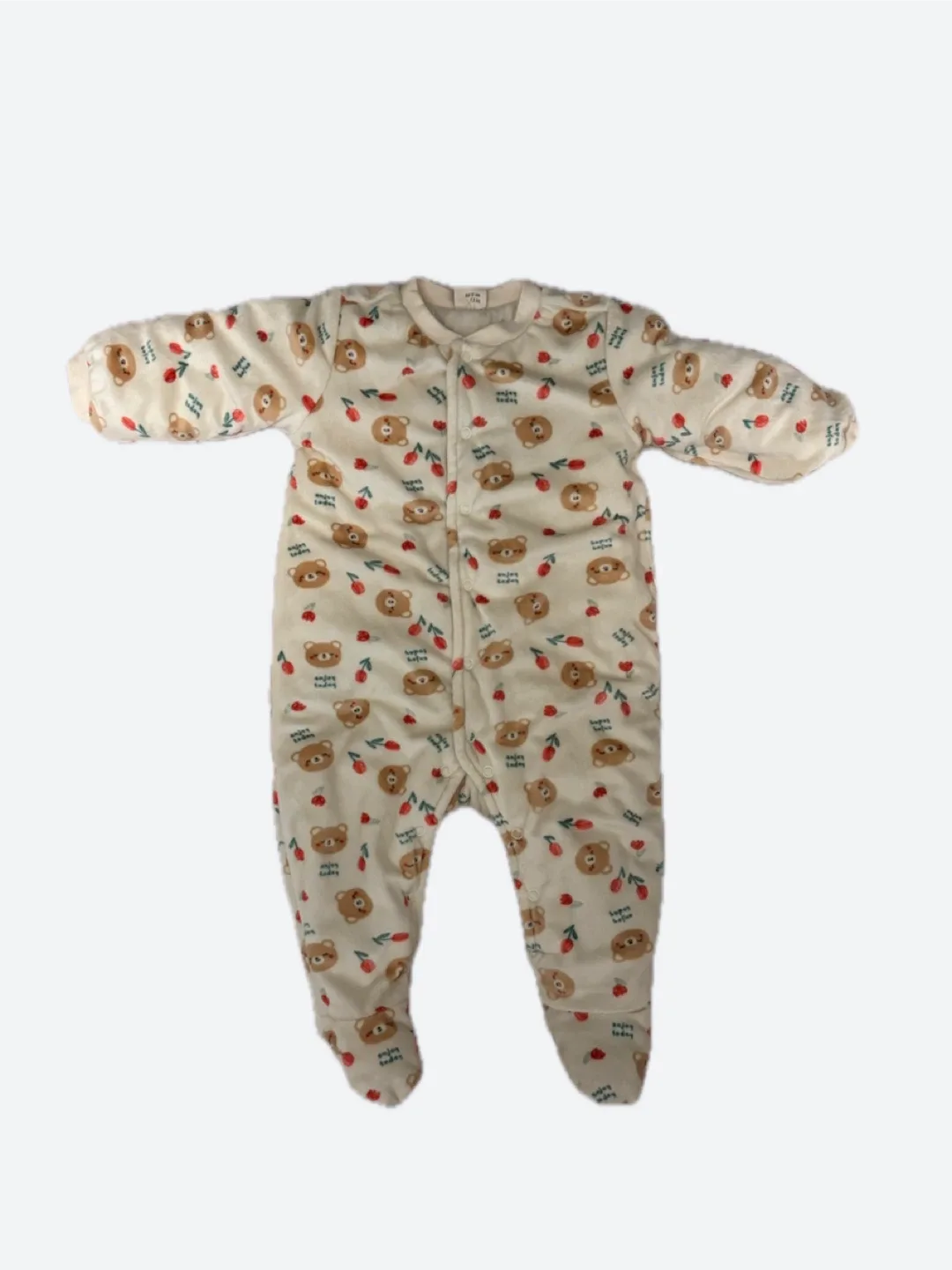 Baby Warm Winter Onesie with Bear Print thumbnail