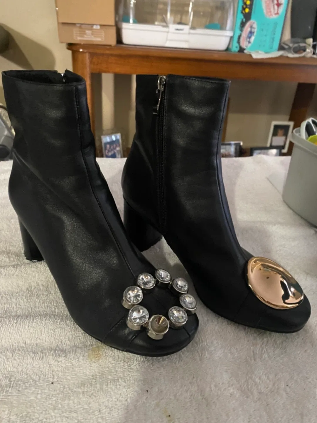 Black Leather Ankle Boots - Size 5.5 image indicator(5)