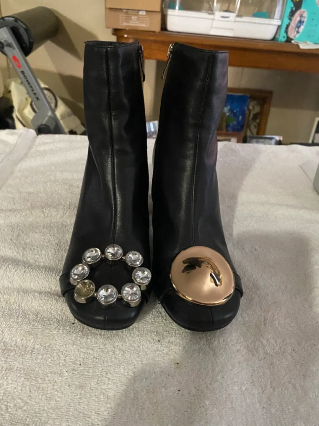 Black Leather Ankle Boots - Size 5.5 thumbnail