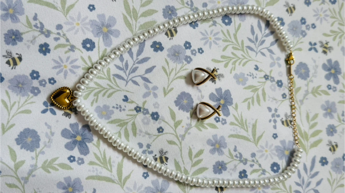Pearl Necklace and Earring Set