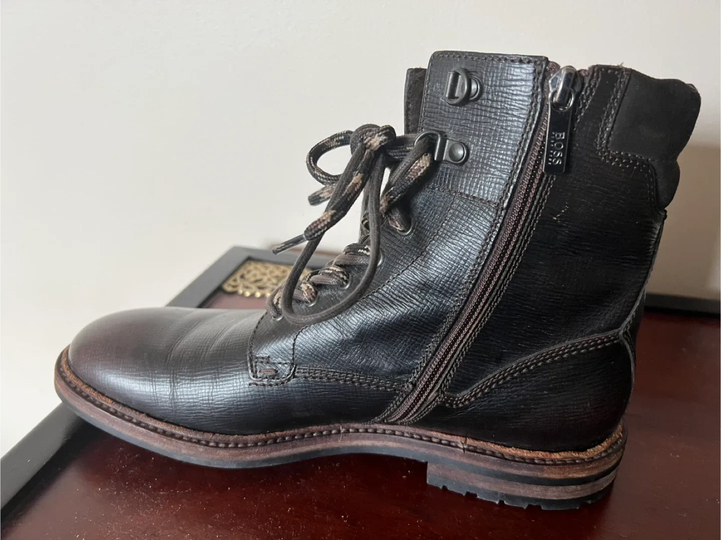 BOSS Brown Leather Lace-Up Boots image indicator(4)