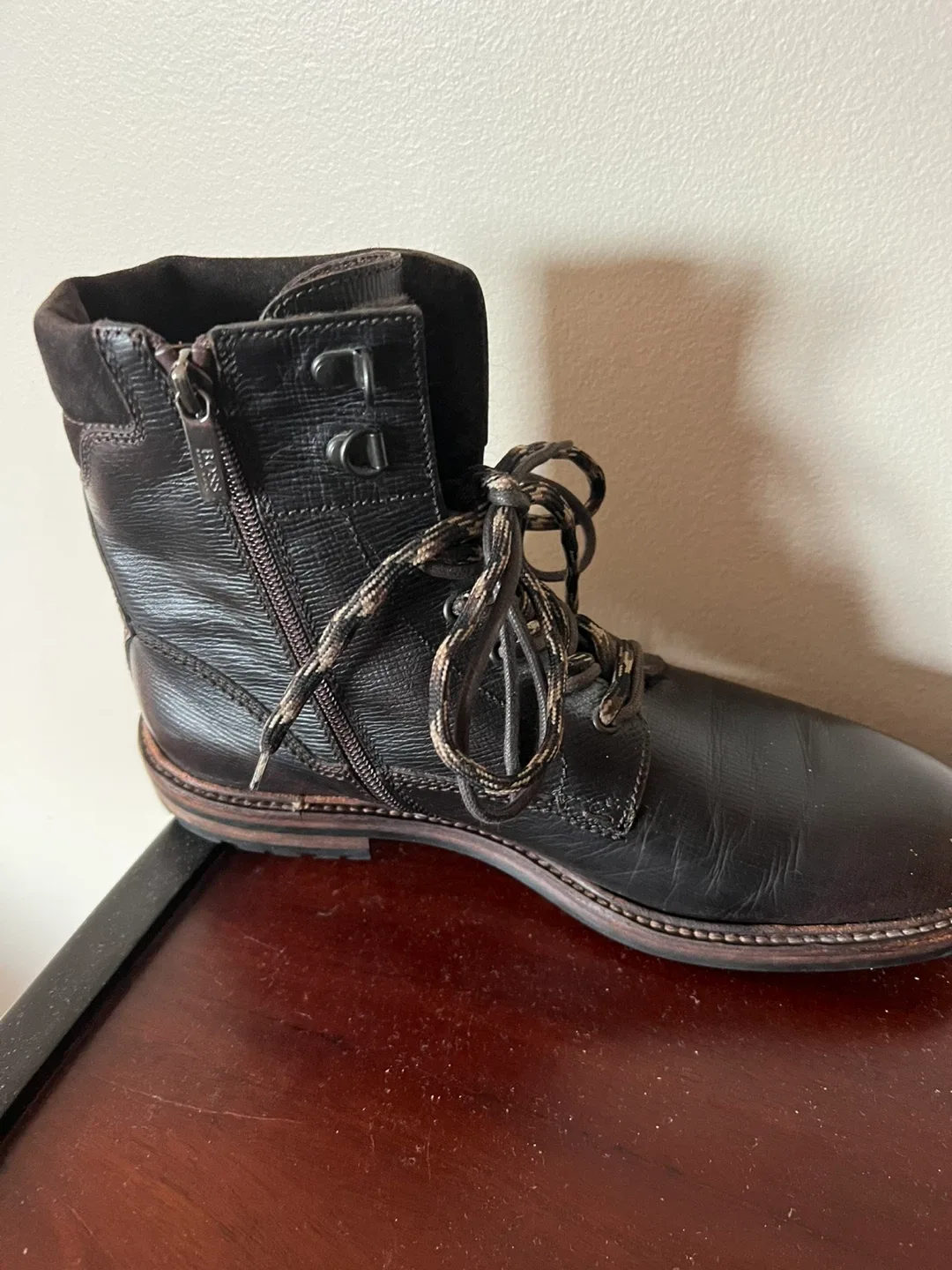 BOSS Brown Leather Lace-Up Boots image indicator(10)