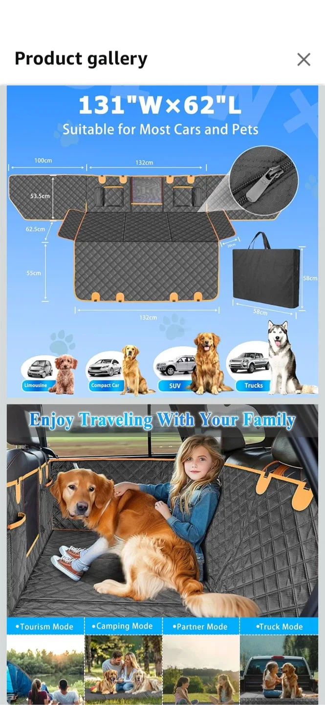 Dog Car Seat Cover for Back Seat - 131"x62" image indicator(3)