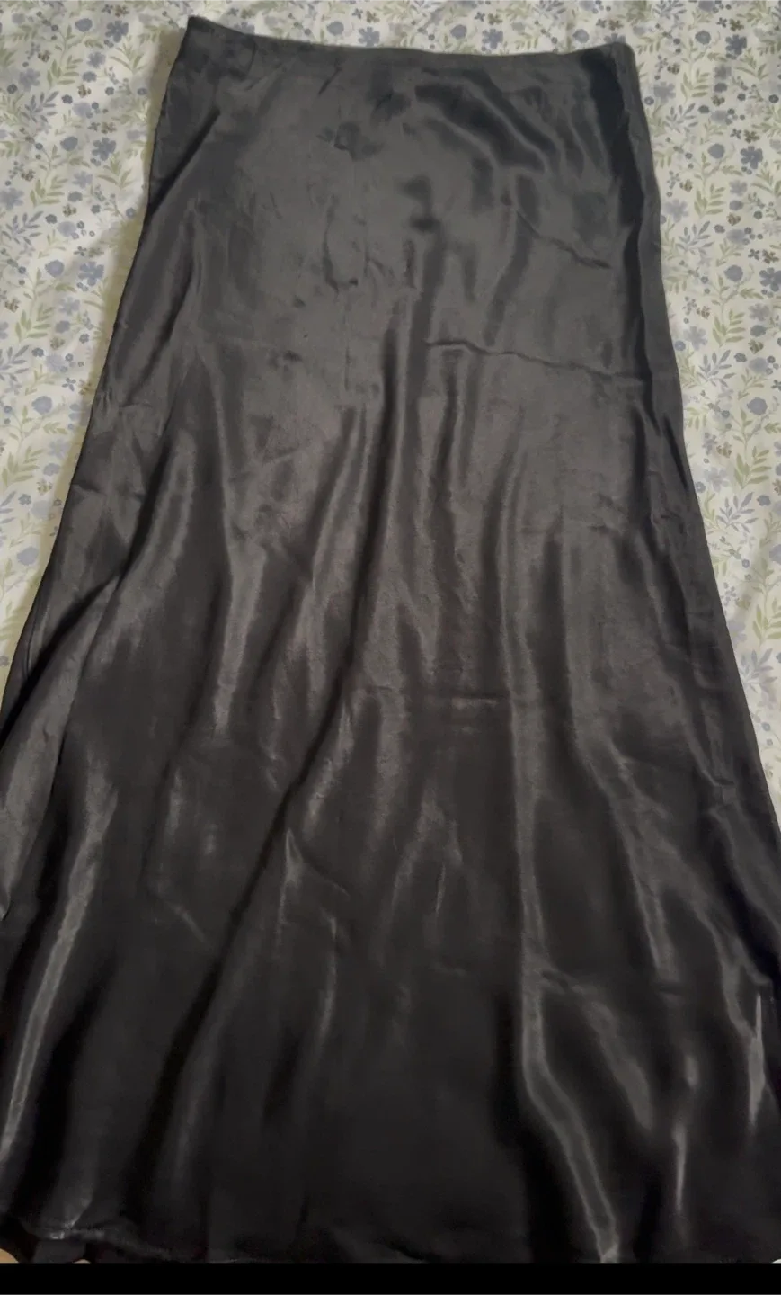 Black Satin Midi Skirt