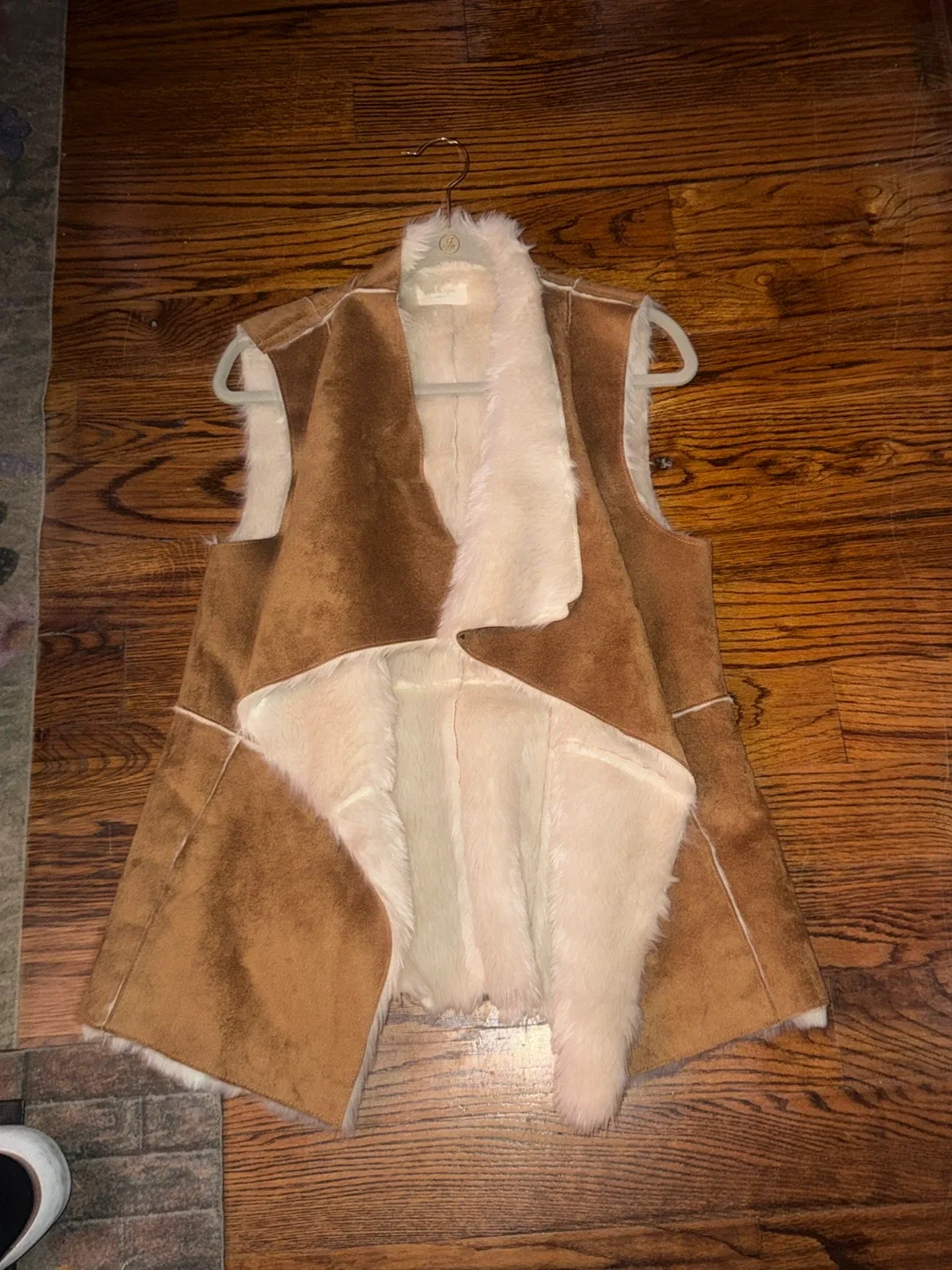 Brown Faux Suede & Fur Vest thumbnail