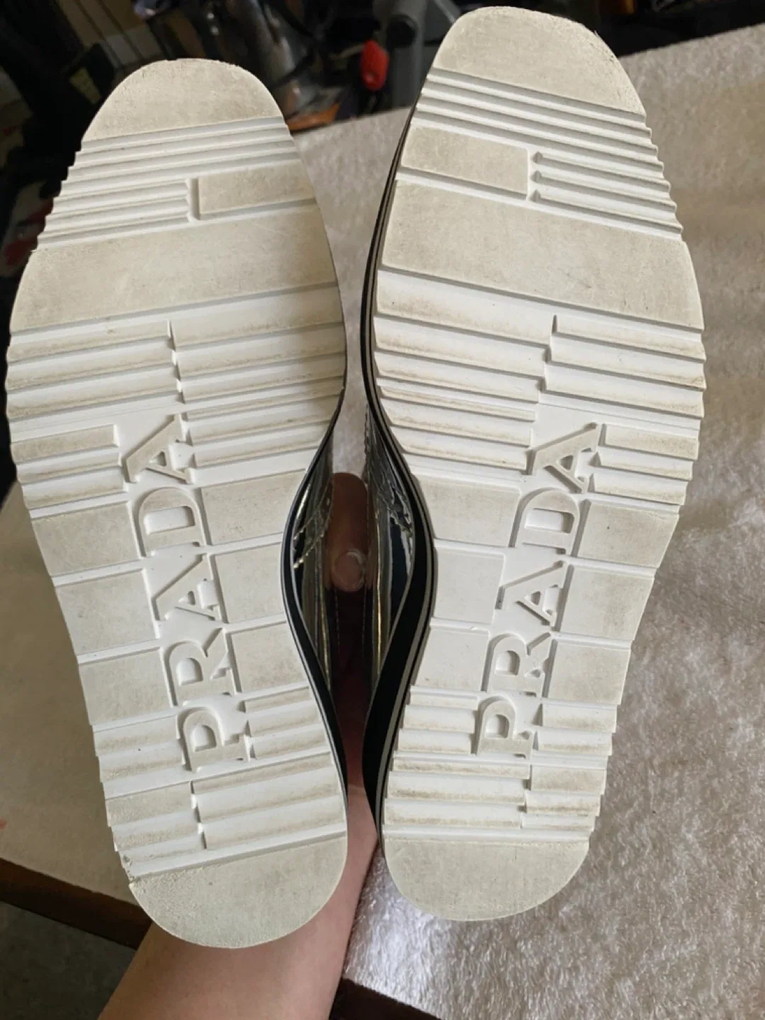 Prada Silver Patent Leather Platform Sneakers IT 40 image indicator(3)