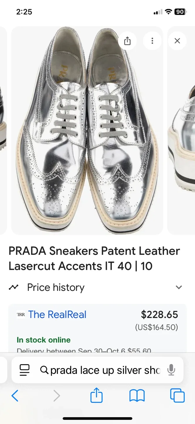Prada Silver Patent Leather Platform Sneakers IT 40 image indicator(2)