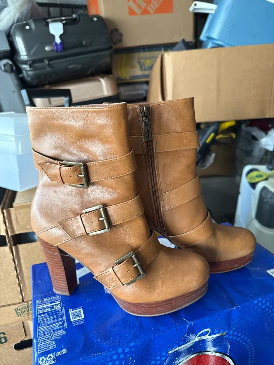 LF London Brown Heeled Booties 🧡 thumbnail
