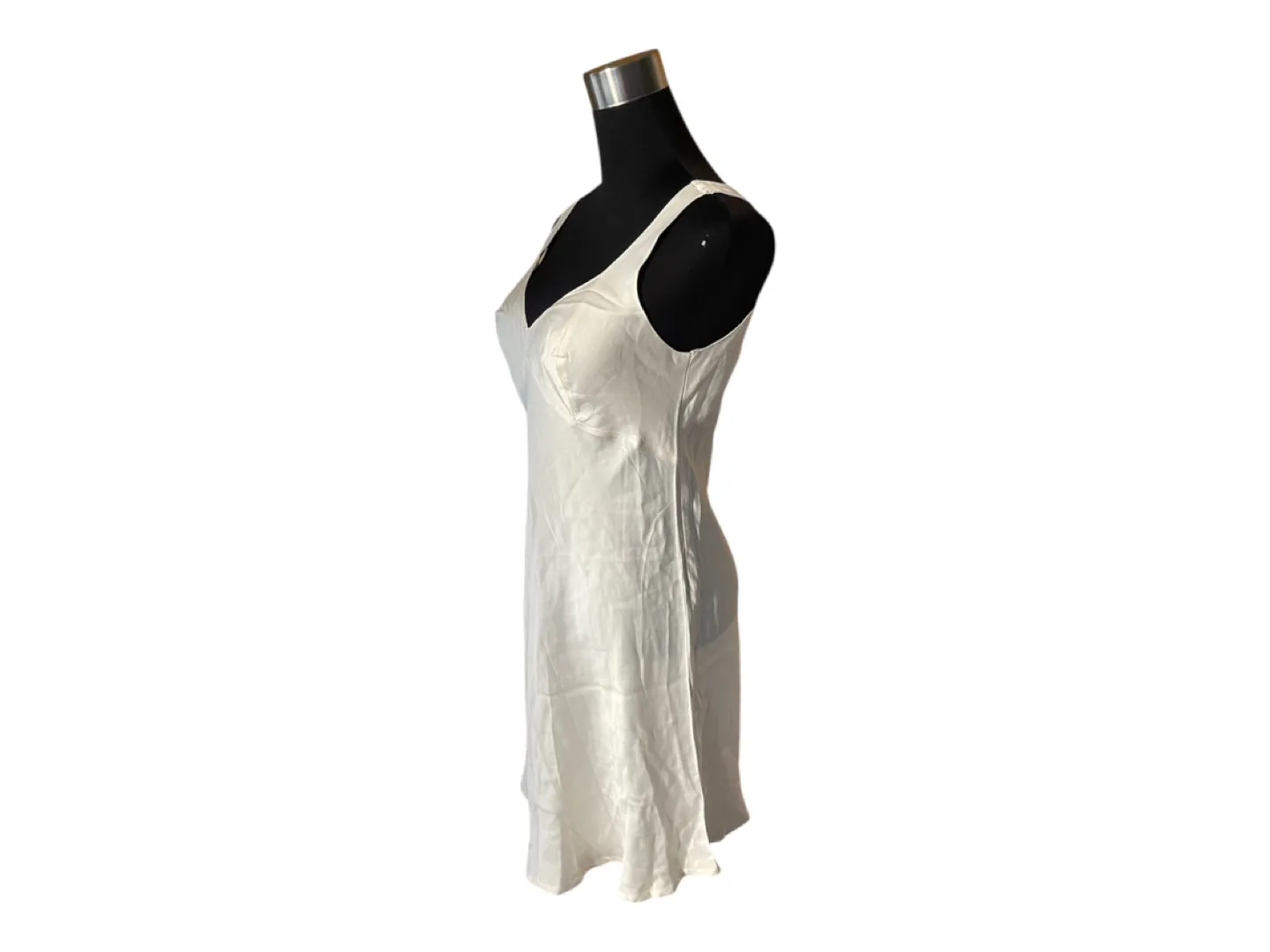 RARE Vintage 90s White Silk Mini Slip Dress image indicator(5)
