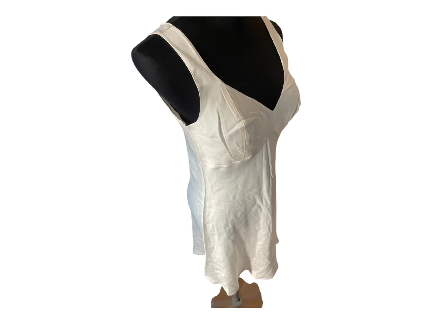 RARE Vintage 90s White Silk Mini Slip Dress image indicator(6)